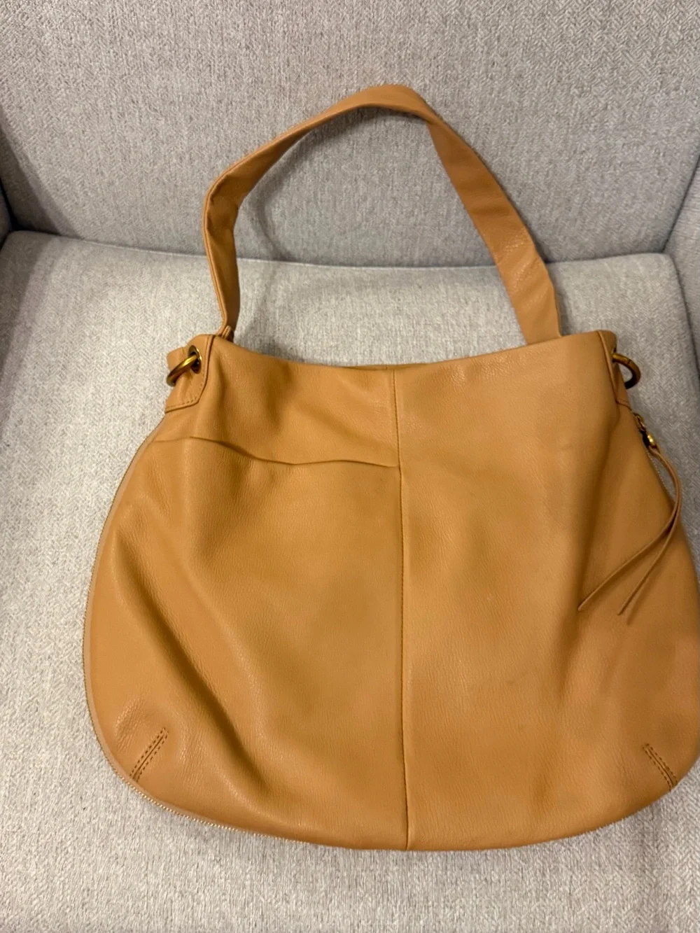 HOBO Genuine Leather Hobo Shoulder Bag Camel Tan Slouchy Large Purse - Picture 8 of 16